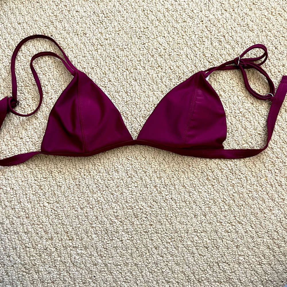 Burgundy bikini top from Shein